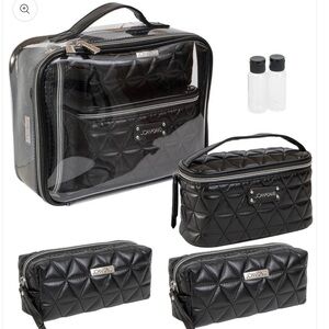 Joan & David Quilted 4 Piece Clear Cosmetic Bag Set